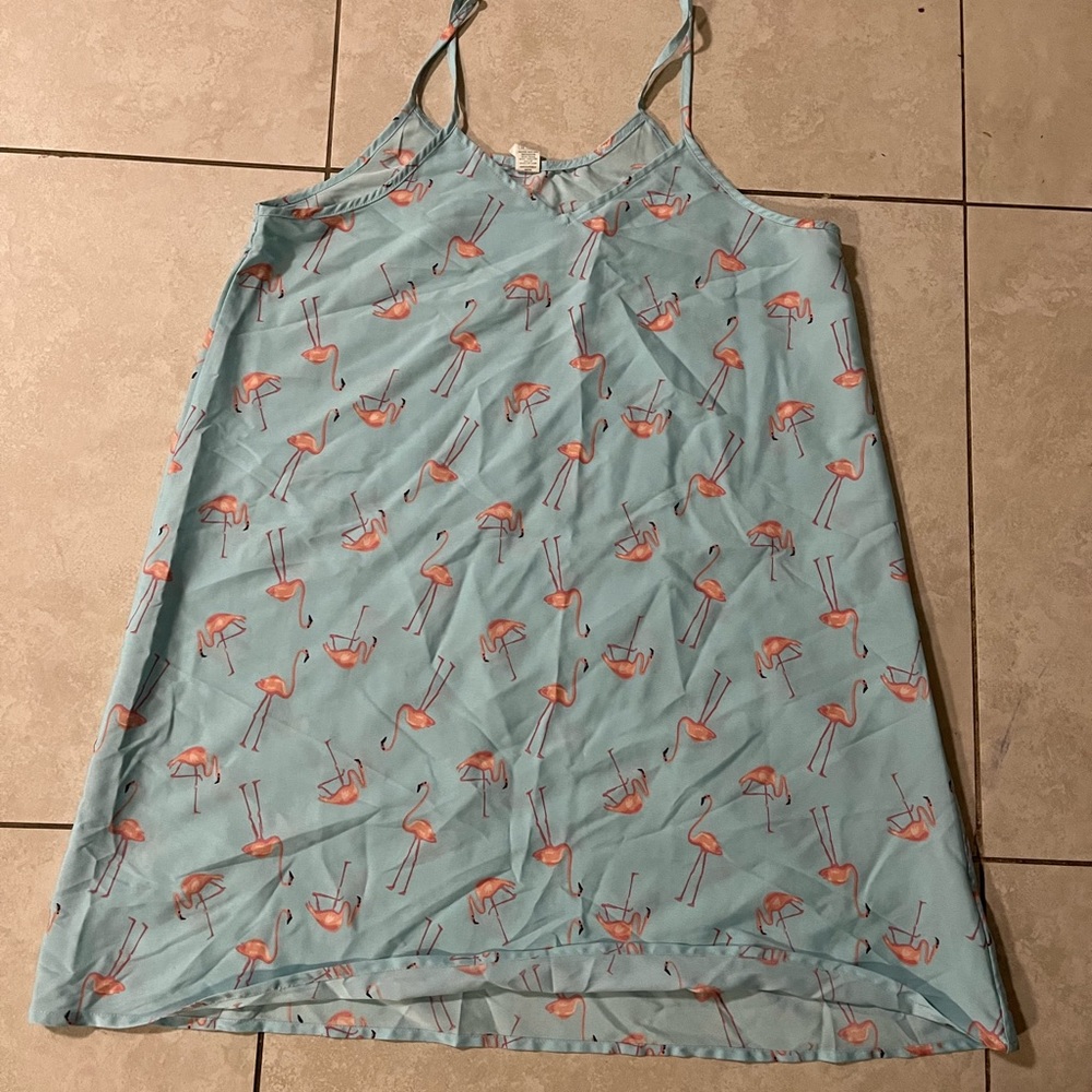 Blue and pink flamingo nigh dress